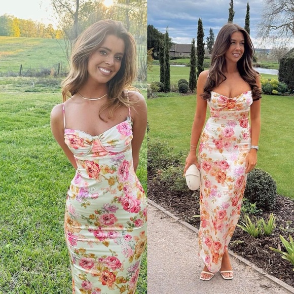 HOUSE OF CB 'Josefina' Ivory Floral Satin Maxi Dress - Picture 5 of 12